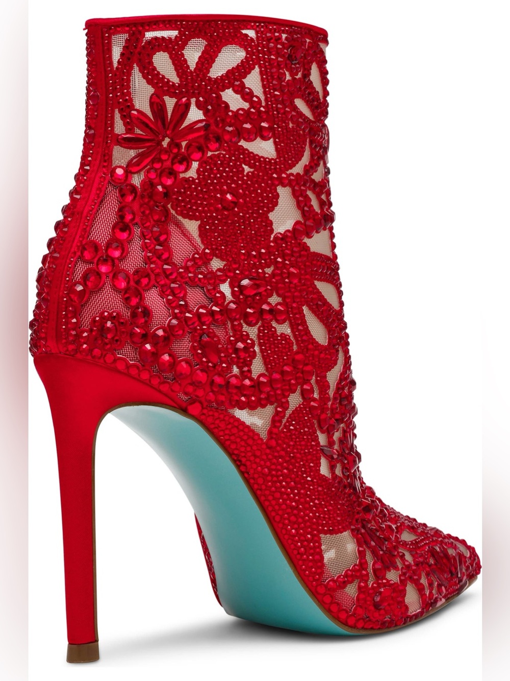 ♥️♥️ Betsey Johnson Women's Bolt Rhinestone Booties - Red US 7 - Picture 6 of 6